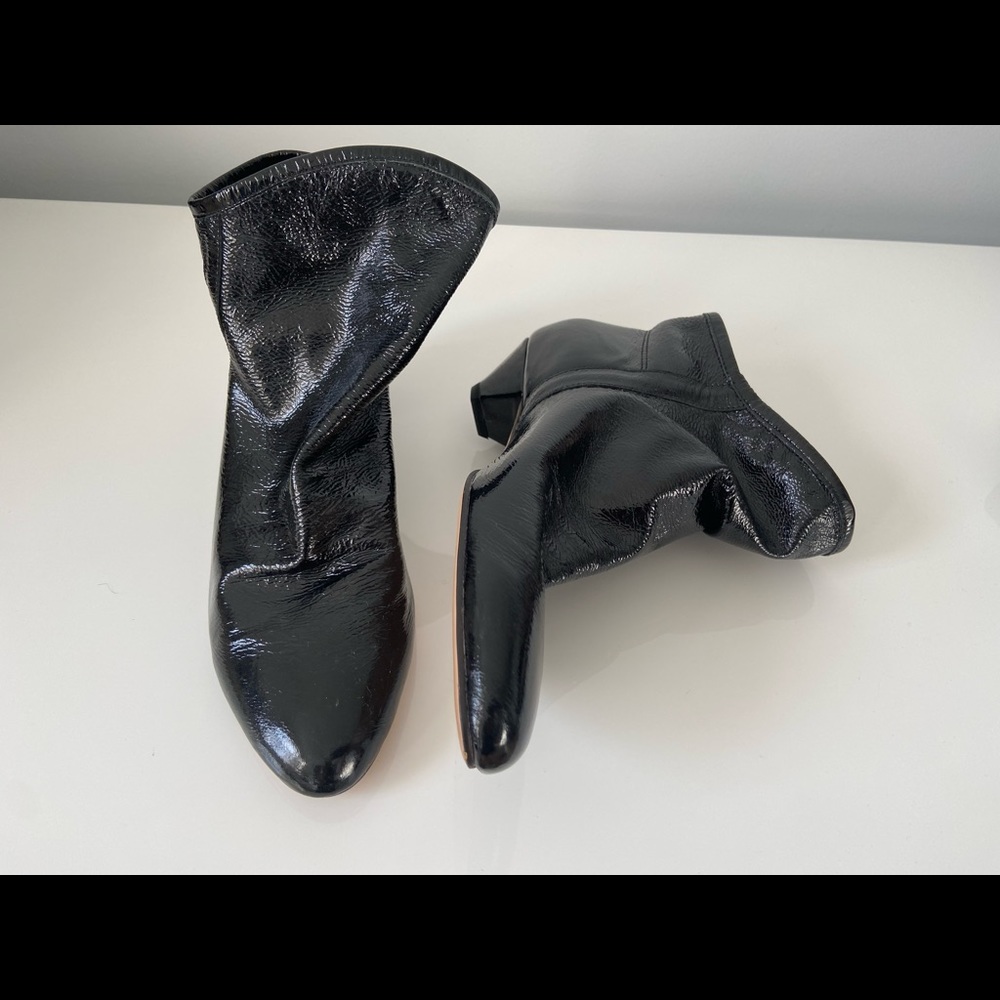 Patent leather booties, Juno, sz 35/5.5